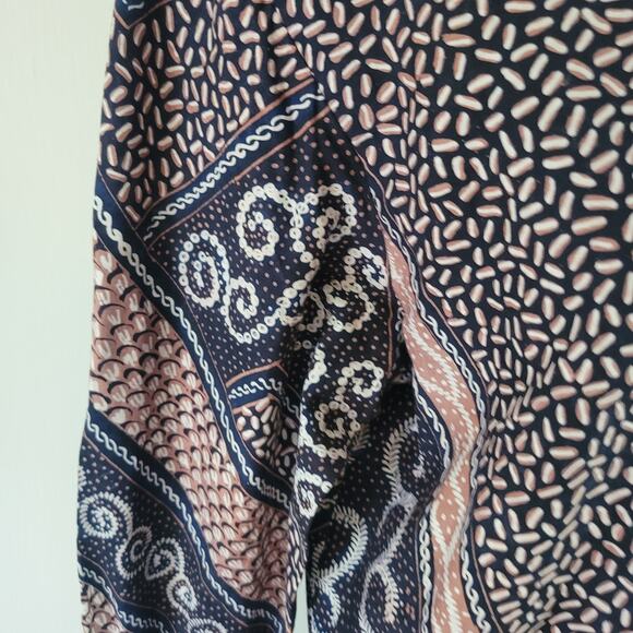 Lotus Size EST M	Mixed Pattern Long Sleeve Button Up Mandarin Collar Elegant - Picture 8 of 9